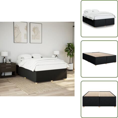 Letto in tessuto - vidaXL Giroletto senza Materasso Nero 140x200 cm in Tessuto - Letto con piedi in legno
