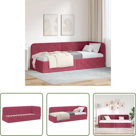 Letto in velluto -  Cornice del letto ad angolo Rosso Vino 80 x 200 cm Velluto