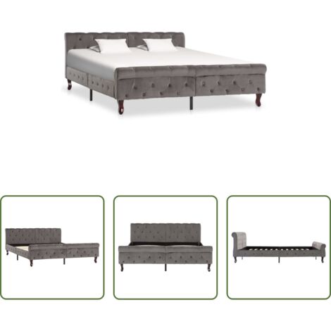 Letto in velluto -  Giroletto Grigio in Velluto 160x200 cm
