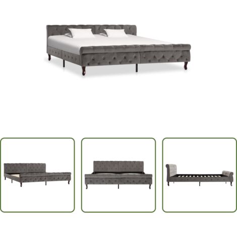 Letto in velluto -  Giroletto Grigio in Velluto 200x200 cm