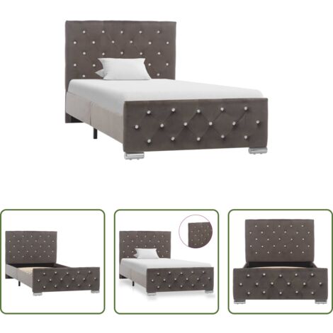 Letto in velluto -  Giroletto Grigio in Velluto 90x200 cm