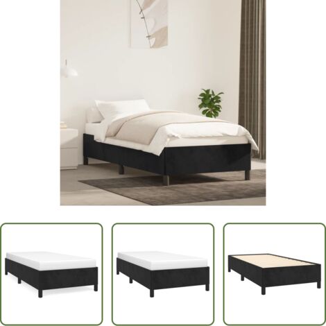 Letto in velluto -  Giroletto Nero 90x190 cm in Velluto