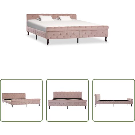 Letto in Velluto -  Giroletto Rosa in Velluto 180x200 cm