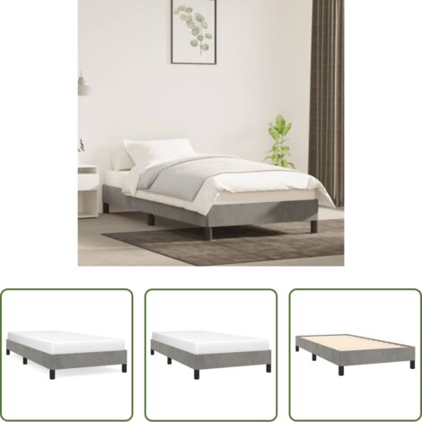 Letto in velluto -  Giroletto senza Materasso Grigio Chiaro 80x200 cm Velluto