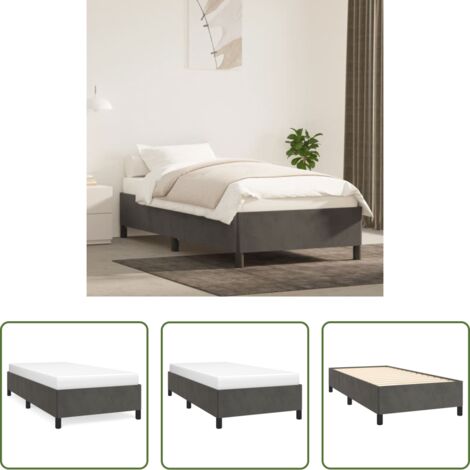 Letto in velluto -  Giroletto senza Materasso Grigio Scuro 80x200 cm Velluto