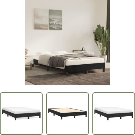Letto in velluto -  Giroletto senza Materasso Nero 120x190 cm Velluto