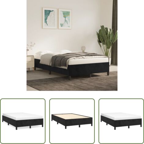Letto in velluto -  Giroletto senza Materasso Nero 120x190 cm Velluto