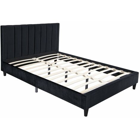 Letto in velluto nero 140x190 CAMBRIDGE