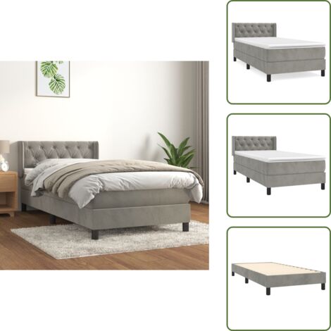 Letto in velluto - vidaXL Giroletto a Molle con Materasso Grigio Chiaro 80x200 cm Velluto - Letto con materasso a molle insacchettate