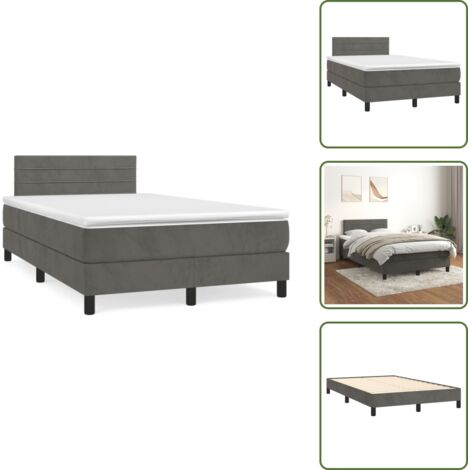 Letto in velluto - vidaXL Giroletto a Molle con Materasso Grigio Scuro 120x190 cm Velluto - Letto con materasso a molle insacchettate
