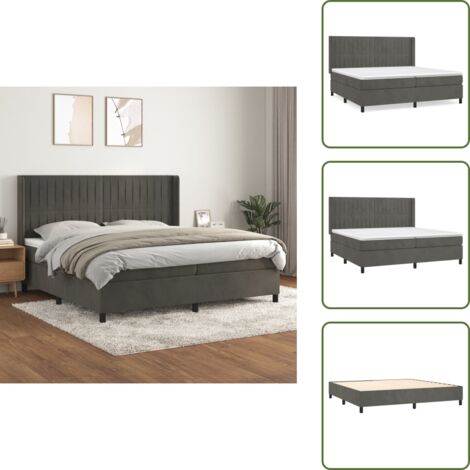 Letto in velluto - vidaXL Giroletto a Molle con Materasso Grigio Scuro 200x200 cm Velluto - Letto con materasso morbido