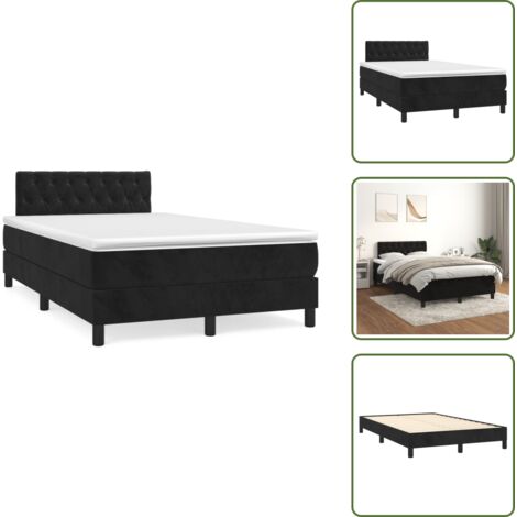 Letto in velluto - vidaXL Giroletto a Molle con Materasso Nero 120x190 cm in Velluto - Letto con materasso a molle insacchettate