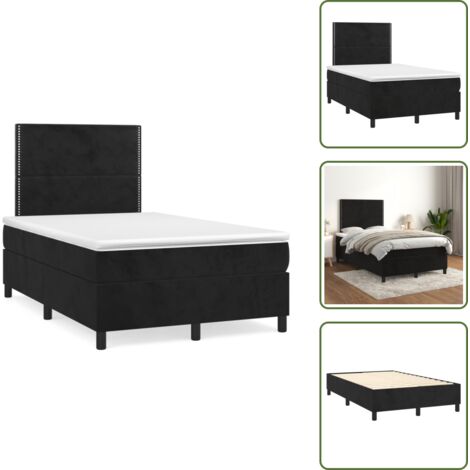 Letto in velluto - vidaXL Giroletto a Molle con Materasso Nero 120x190 cm in Velluto - Letto con materasso a molle insacchettate