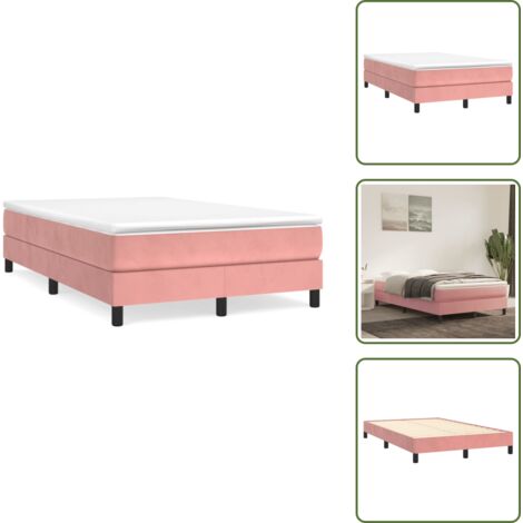 Letto in velluto - vidaXL Giroletto a Molle con Materasso Rosa 120x190 cm in Velluto - Materasso morbido
