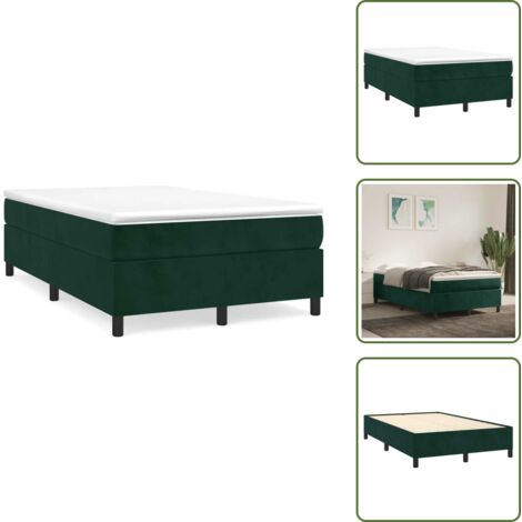 Letto in velluto - vidaXL Giroletto a Molle con Materasso Verde Scuro 120x190 cm Velluto - Letto con coprimaterasso