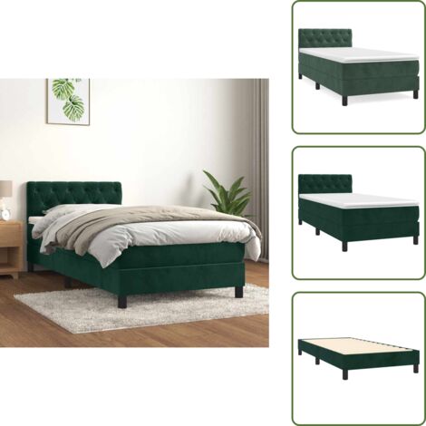 Letto in velluto - vidaXL Giroletto a Molle con Materasso Verde Scuro 80x200 cm Velluto - Letto verde scuro