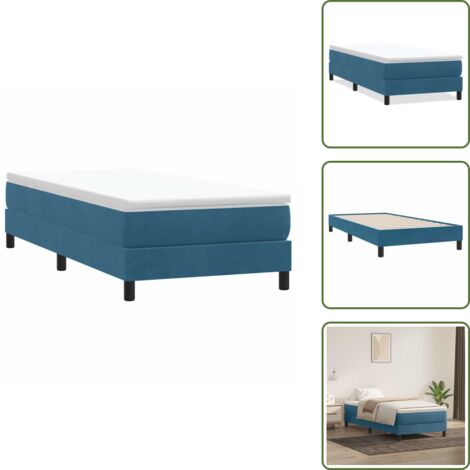 Letto in velluto - vidaXL Giroletto a Molle senza Materasso Blu Scuro 100x210 cm Velluto - Letto con base a doghe