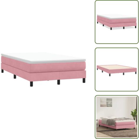 Letto in velluto - vidaXL Giroletto a Molle senza Materasso Rosa 120x210 cm in Velluto - Letto con base a doghe