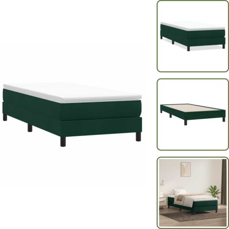 Letto in velluto - vidaXL Giroletto a Molle senza Materasso Verde Scuro 100x210cm Velluto - Letto con gambe stabili