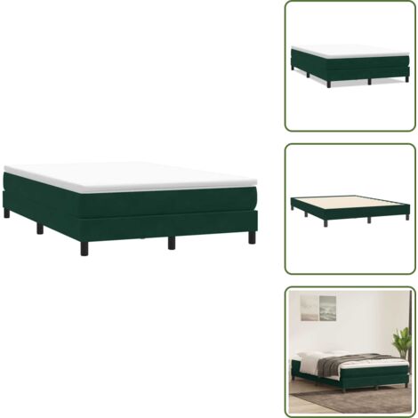 Letto in velluto - vidaXL Giroletto a Molle senza Materasso Verde Scuro 140x210cm Velluto - Letto con gambe stabili