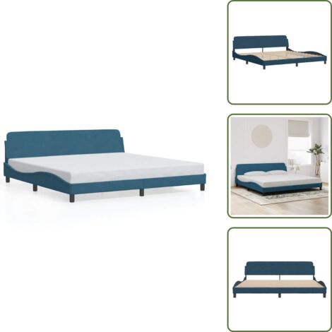 Letto in velluto - vidaXL Giroletto Dover Blu 200x200 cm in Velluto - Letto con doghe in compensato