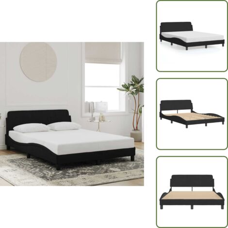 Letto in velluto - vidaXL Giroletto Dover Nero 140x190 cm in Velluto - Testiera in velluto