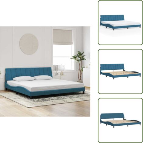 Letto in velluto - vidaXL Giroletto senza Materasso Hanko Blu 200x200 cm in Velluto - Letto con testiera in velluto