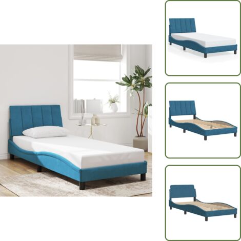 Letto in velluto - vidaXL Giroletto senza Materasso Hanko Blu 80x200 cm in Velluto - Letto con testiera in velluto