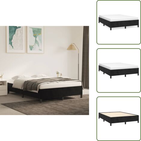 Letto in velluto - vidaXL Giroletto senza Materasso Nero 140x190 cm in Velluto - Giroletto nero