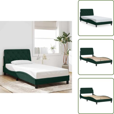 Letto in velluto - vidaXL Giroletto senza Materasso Verde Scuro 100x200 cm in Velluto - Letto verde scuro