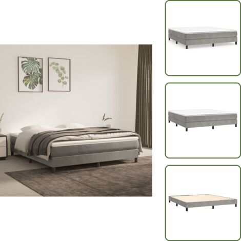 Letto in velluto - vidaXL Struttura Letto a Rete a Molle Grigio Chiaro 160x200 cm Velluto - Letto con doghe
