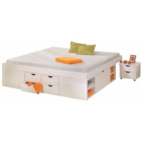 Letto Inter Link con vani contenitore e comodino con ruote incluse