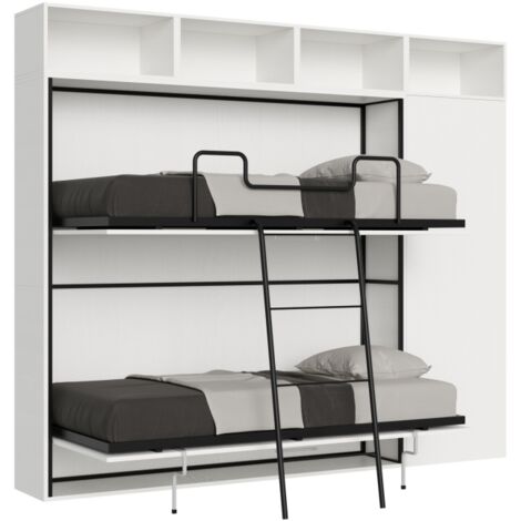Letto Kando doppio Bianco Frassino composizione I con materassi