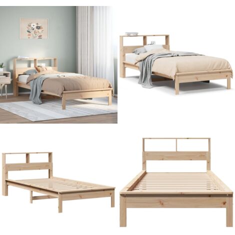 Letto Libreria senza Materasso 90x190 cm Legno Massello Pino - Letto senza materasso - Letto con base a doghe