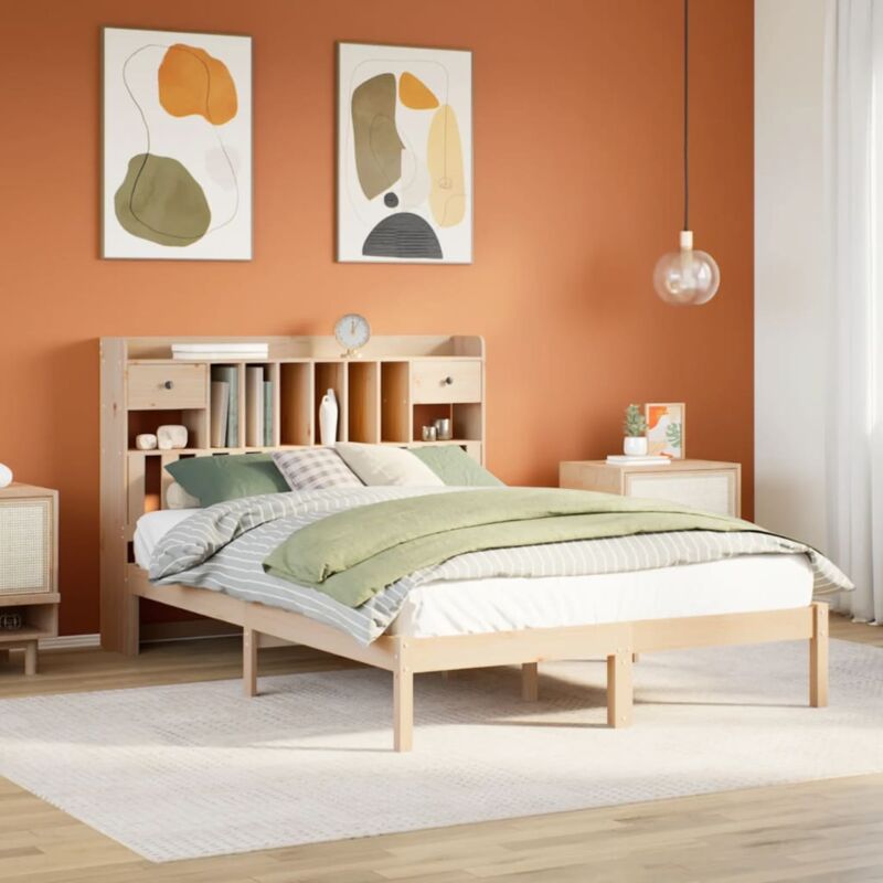 Letto Libreria senza Materasso 140x200 cm in Legno di Pino - Vidaxl