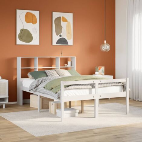 Letto Libreria senza Materasso Bianco 140x200 cm Legno di Pino vidaXL