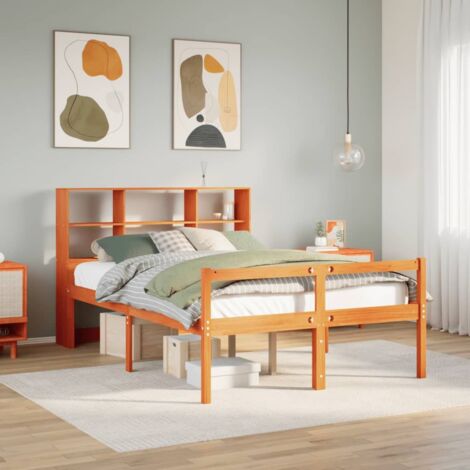 Letto Libreria senza Materasso Marrone Cera 140x200 cm Legno vidaXL