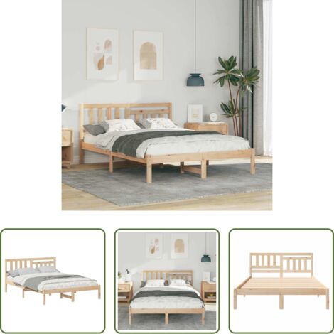 Letto marrone -  Struttura del letto Marrone 135 x 190 cm Pino massello