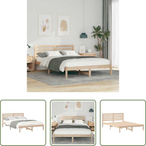 Letto marrone -  Struttura del letto Marrone 140 x 220 cm Pino massello