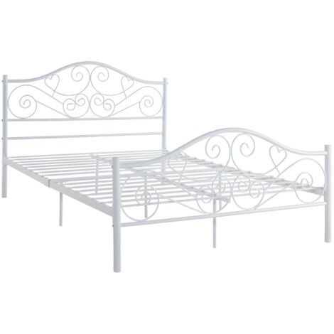 VENTE-UNIQUE Letto matrimoniale 160 x 200 cm in Metallo Bianco - LEYNA