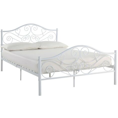 Letto matrimoniale 160 x 200 cm in Metallo Bianco - LEYNA - Bianco