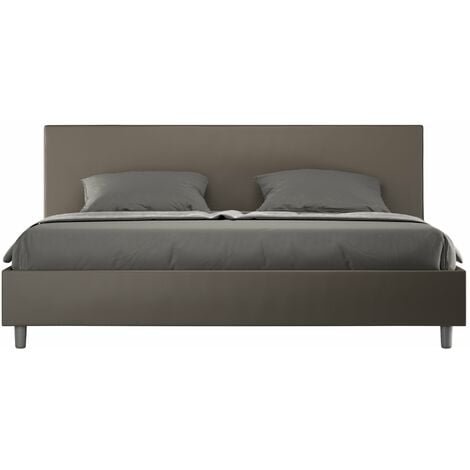 Letto Matrimoniale 160x190 cm con Rete e Contenitore Kaia Grigio