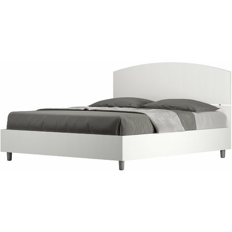 Letto Matrimoniale 160x190 cm con Rete e Contenitore Dora Bianco Frassino