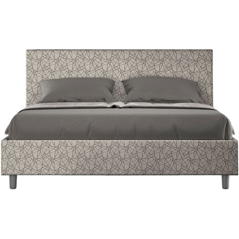 Letto Matrimoniale 160x190 cm con Rete e Contenitore Giroletto con Alzata Comoda Imbottito in Tessuto Era Adele Grigio