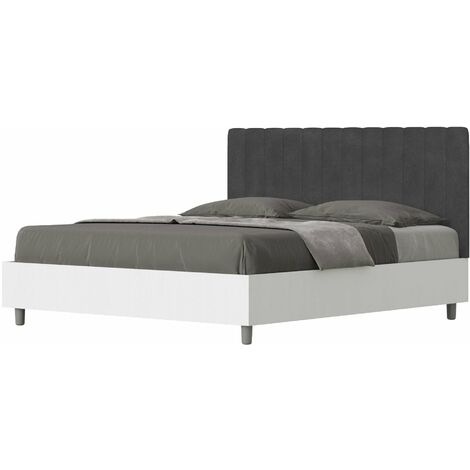 Letto Matrimoniale 160x190 cm con Rete e Contenitore Kaia Grigio