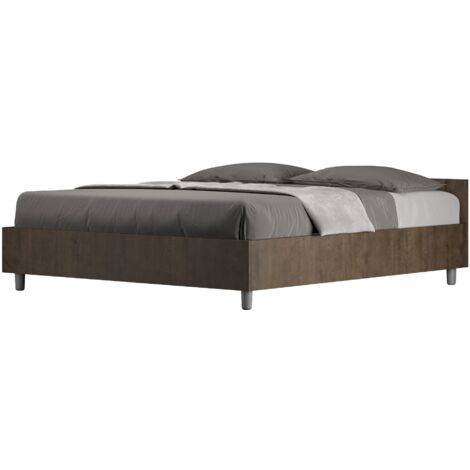 Letto Matrimoniale 160x190 cm con Rete e Contenitore Nuamo Noce