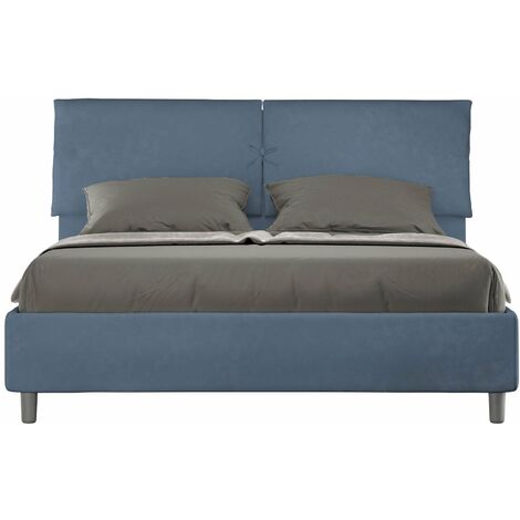 Letto Matrimoniale 160x190 cm con Rete Mados Blu