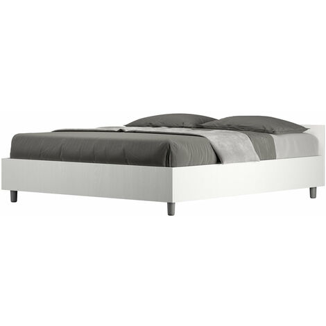 Letto Matrimoniale 160x190 cm con Rete Nuamo Frassino Bianco