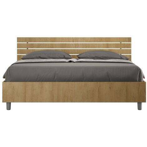 Letto Matrimoniale 160x190 cm con Rete Testata Doghe Dritta Ankel Quercia