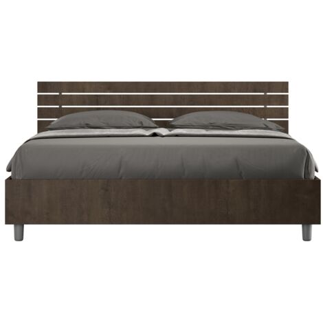 Letto Matrimoniale 160x190 cm con Rete Testata Doghe Inclinata Ankel Noce